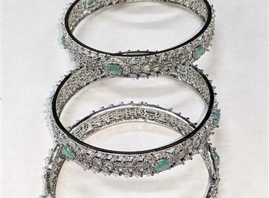 bangles with Mint Green and white Stones product