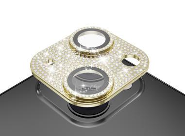 For iPhone 15 Pro Diamond Bling Camera Lens Full Tempered Glass - Gold product