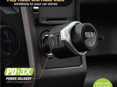 SCOSCHE BTFMPD3SR-SP USB-C Power Delivery Bluetooth Hands-Free Car Kit with Digital FM Transmitter product