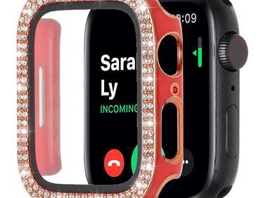 38mm Diamond Full Coverage with Tempered Glass iWatch Screen Frame - Chromed Gold+Red product