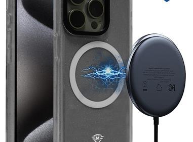  iPhone 15 METKASE Basic Transparent [Magnetic Circle] Premium Hybrid - Black with Glitter product