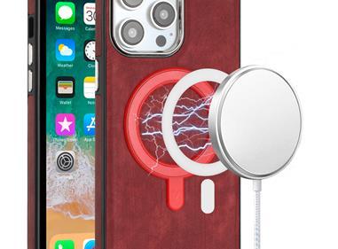 iPhone 15 Fashion PU Vegan Chrome Edged Case Cover - Red product