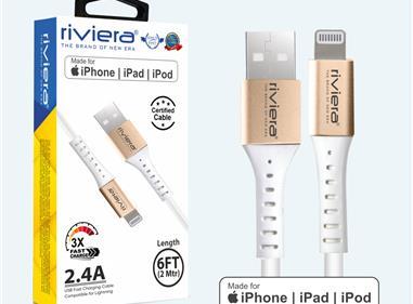 [USB - iPhone Lightning - MFI] 2.4 AMP Fast Charging RIVIERA - White product