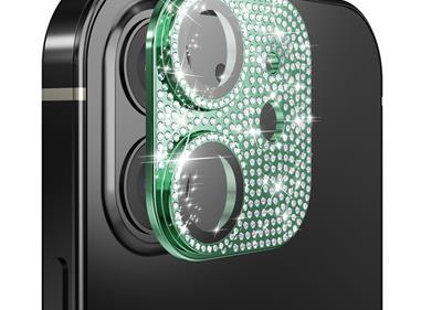 Apple iPhone 11/12 mini Diamond Bling Camera Lens Full Tempered Glass - Midnight Green product