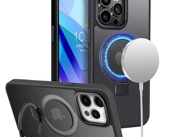 iPhone 15 Metal Chrome Kickstand [Magnetic Circle] Shockproof Matching Camera Hybrid - Black product