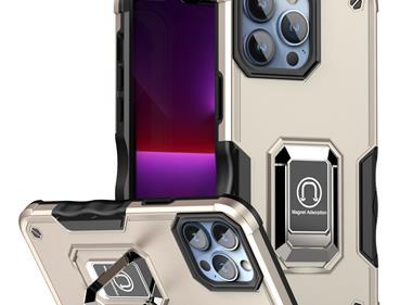  iPhone 15 OPTIMUM Magnetic Ring Stand Hybrid Case Cover - Gold product