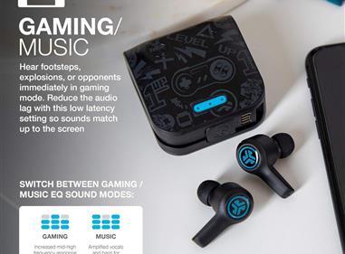 JLab JBuds Air Play Gaming True Wireless Earbuds, 30+ Total Hours of Bluetooth 5 Playtime Super-Low Latency for Mobile Gameplay, Built-in Microphone, Dual Connect, EQ3 Sound / C3 Chatting - BLACK product