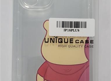 Cute Cartoon Bear Transparent Phone Case for iPhone 16 Plus product