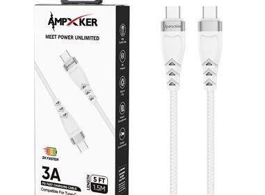 AMP-PD-WT Type C - Cable - 3 AMP - Fast Charging - Nylon Braided Aluminium Alloy - WHITE product