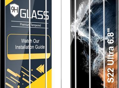 Pack of 3 Samsung Galaxy S22 Ultra Tempered Glass Screen Protectors – Case Friendly, HD Clear & Bubble-Free Application product