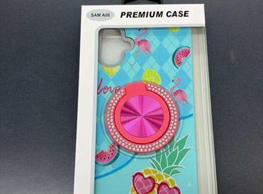 Samsung A06  Premium Case with Jeweled Ring/Kickstand (Flamingo/Pineapple Pattern) product