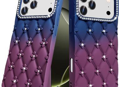IPhone 17 Pro Cases Floral Joy Glitter Shimmer Leather Feel Thick TPU Case  product