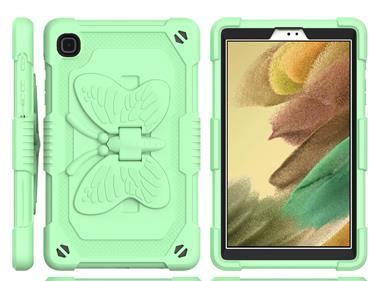 Samsung Galaxy Tab A7 Lite 8.7 inch Butterfly Kickstand 3in1 Tough Hybrid Case Cover with Shoulder Strap - Light Green product