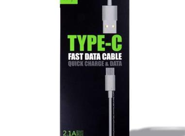 High quality rubberized type-C charger cable in black product