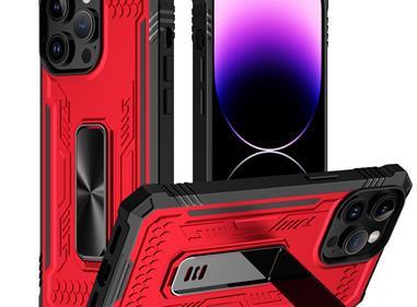  iPhone 15 Mighty Zinc Oil Kickstand with UV Oil Premium Material Hybrid - Red product