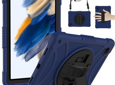 Samsung Galaxy Tab A8 10.5 inch (2022) Tablet Hand and Shoulder Strap with Kickstand 3in1 Tough Hybrid - Dark Blue product