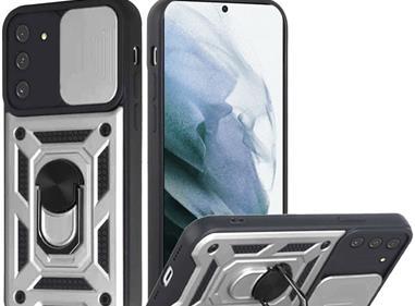  Samsung Galaxy S21 FEELITE Camera Push Magnetic Ring Stand Hybrid Case Cover - Silver product