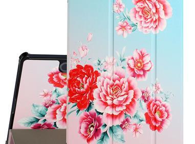 Samsung Galaxy Tab S6 Lite 10.4inch Trifold Magnetic Closure PU Leather Case Cover - Blooming Flowers product