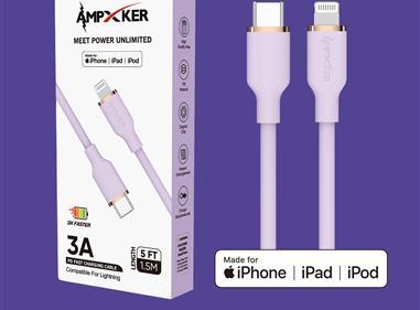 5 FT [TypeC - LIGHTNING] - MFI Apple Certified - 3A Fast Charging Silicone Cable-PINK product