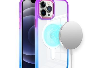 iPhone 15 Radiant Two Tone [Magnetic Circle] ShockProof Transparent Thick Hybrid - Purple/Blue product
