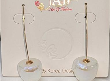 Creative Mermaid White Pearl Cherry Pendant Gold Color Dangle Earrings For Women Elegant Design Personality Party Jewelry  product
