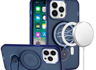 iPhone 15 Hoop Kickstand [Magnetic Circle] HD Transparent Chrome Hybrid - Blue product