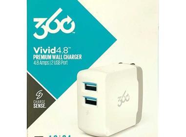 360 VIVID 4.8 PREMIUM WALL CHARGER WITH 2 USB PORTS product