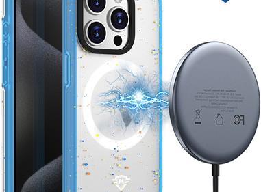 iPhone 15 METKASE Iridescent Spots [Magnetic Circle] Hybrid - Dark Blue+iridescent Spots product