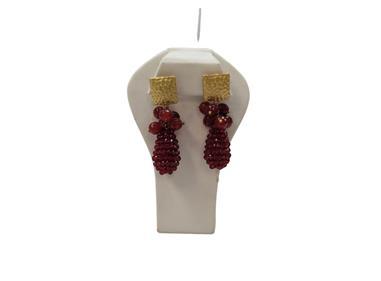 Red glass bead drop red cluster fine Earrings product