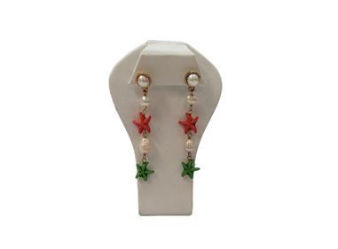 Starfish Pearls Drop Earrings red and green product