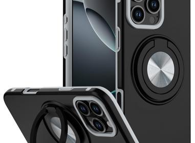 iPhone 16 Pro 6.3" Metal CD Pattern Hybrid Case | Matte Finish with 360° Rotational Ring & Car Mount Compatibility product