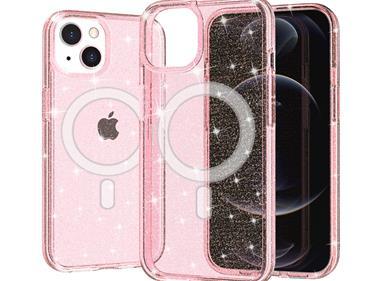 iPhone 15 Glitter Ultra [Magnetic Circle] Thick 3mm Transparent Hybrid - Pink product