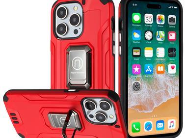  iPhone 15 Strong Tough Metallic Design Hybrid Premium Kicstand - Red product