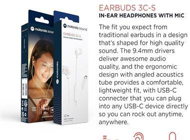 Motorola Earbuds 3C-S Wired Earbuds with Microphone EARBUDS3CS-WHITE product