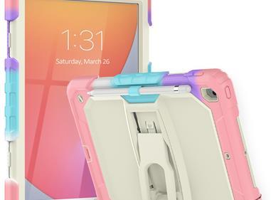 Samsung A9 Plus 11 inch Heavy Duty Full Body Rugged Tablet Kickstand Case Cover - Beige/Camo Pink product