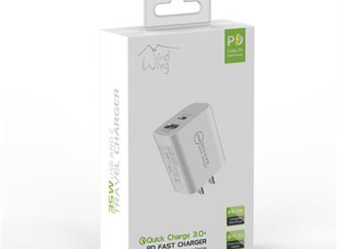 TYPE-C AND USB TRAVEL CHARGER 35W in WHITE product