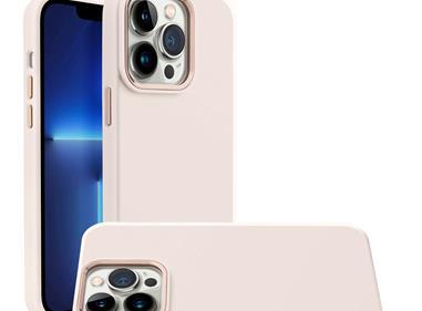 iPhone 15 Premium LIQUID Silicone with Metal Buttons and Camera Edges Case Cover - Beige product