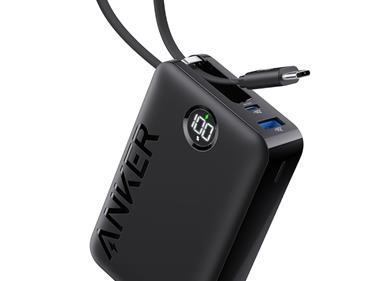 Anker Power Bank Battery Pack, 20,000mAh 22.5W High Speed Charging Portable Charger with Built-in USB C Cable, 1 USB-C, 1 USB-A, for iPhone 15/15 Plus/15 Pro/15 Pro Max, MacBook, Galaxy product