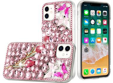  iPhone 15 Full Diamond with Ornaments Case Cover - Pink Exquisite Garden product