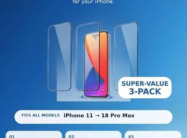 Premium Glass Screen Protector for iPhone 11 to 18 Pro Max - Pack of 3 product