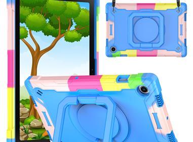 Samsung Galaxy Tab A8 10.5 inch (2022) Tablet Tough Hybrid Rotating 360 Degree Kickstand - Rainbow/Blue product