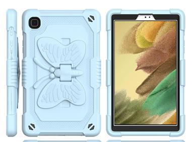 Samsung Galaxy Tab A7 Lite 8.7 inch Butterfly Kickstand 3in1 Tough Hybrid Case Cover with Shoulder Strap - Light Blue product