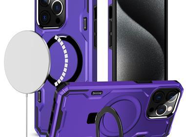 iPhone 15 Magnetic Ring Stand Simplistic Tough Hybrid Case Cover - Dark Purple product