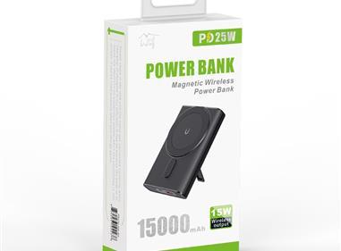 Portable Power Bank with Strong Magnetic Absorption of Wireless Charging with Ring Holder- 15000mAh product