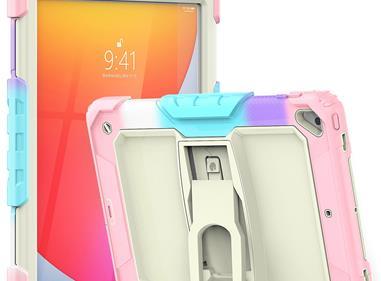 Apple New iPad 9.7 inch Heavy Duty Full Body Rugged Tablet Kickstand Case Cover - Beige/Camo Pink product