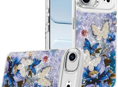 IPhone 17 Air Epoxy Glitter Butterfly Hybird Cases in Multiple Color product