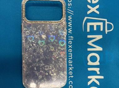 iPhone 17 Case (Holographic Hearts/Rhinestone Trim) product