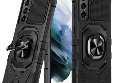 Samsung Galaxy S22 Plus Robotic Hybrid with Magnetic Ring Stand Case Cover - Black product