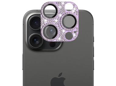 iPhone 16 Pro 6.3 inch Diamond Bling Camera Lens Full Tempered Glass - Purple product