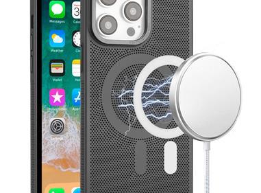iPhone 15 Magnetic Ring Radiator Design Hybrid with Metal Buttons Case Coverr - Black product